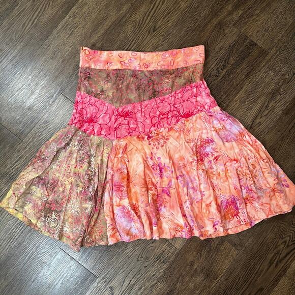SANTIKI Indonesia Boho Batik Mixed Pattern A-Line Skirt M - Picture 5 of 5